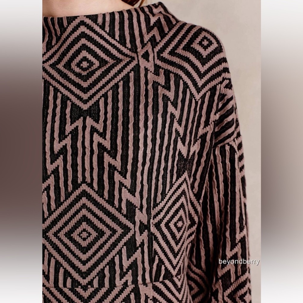 Anthropology Plenty by Tracy Reese Geometric Long Sleeve Dress in Black and Gray - Picture 15 of 15